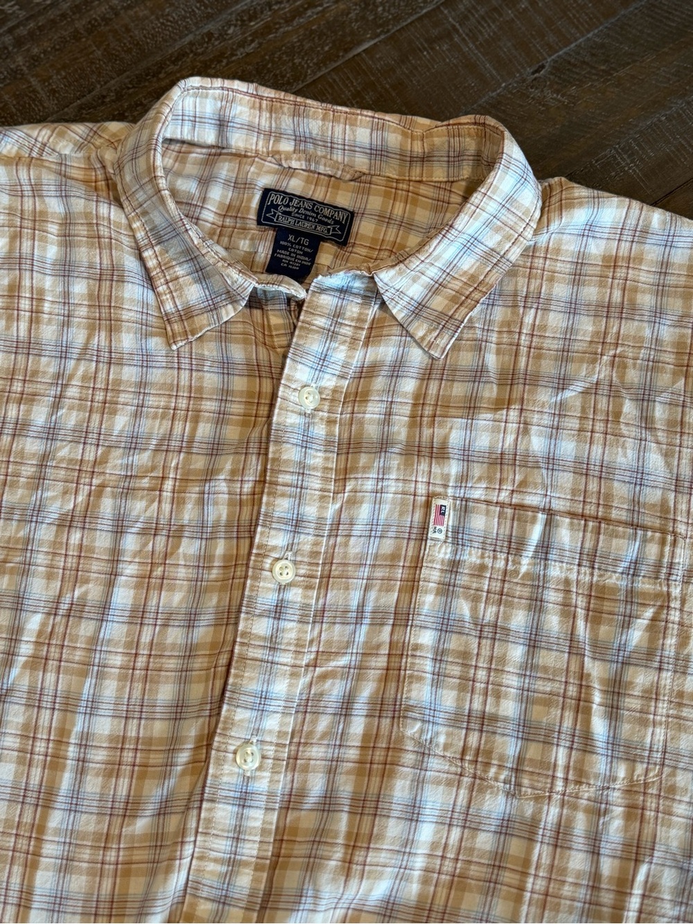 Polo Jeans Co. Ralph Lauren Men’s Plaid Button-Up Shirt XL 100% Cotton
